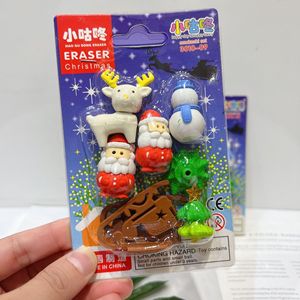 ممحاة أطفال على شكل بابا نويل لعيد الميلاد بالجملة، مصنوعة من المطاط مع تغليف بليستر للهدايا - Product Image 4