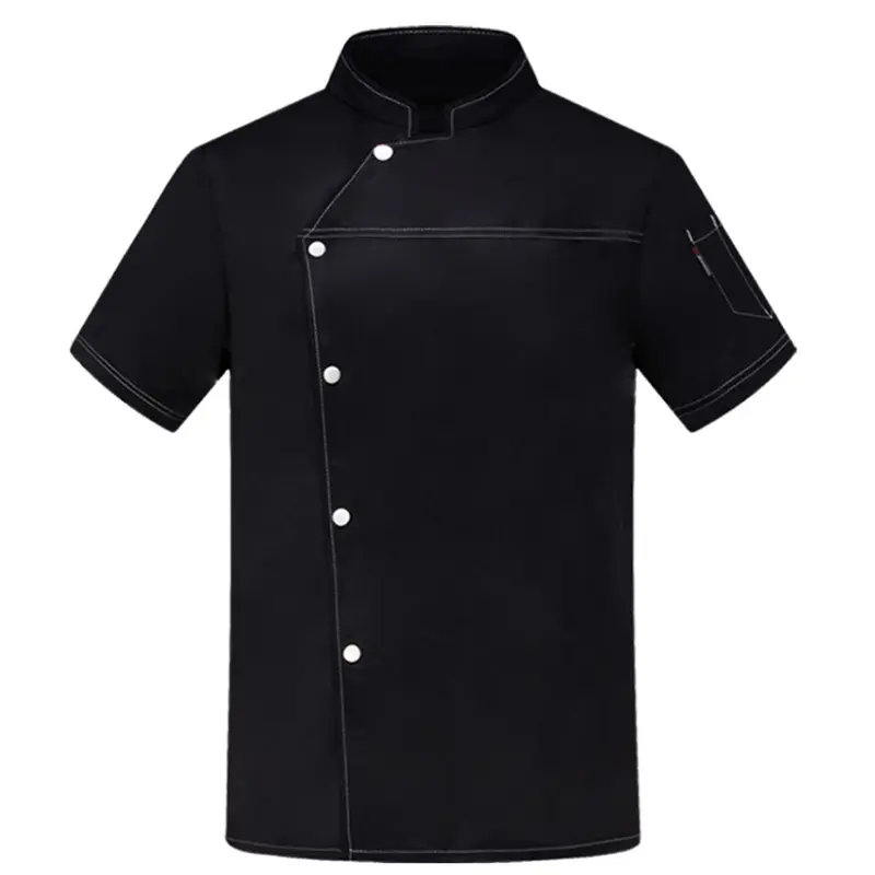 Hotel Restaurante Verão Chef Casaco PolyCotton Cozinha Uniforme Manga Curta Chef Uniforme