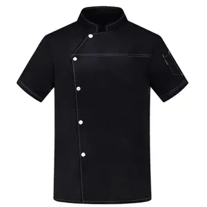 Hotel Restaurant Sommer koch Mantel Poly Cotton Küchen uniform Kurzarm Chef Uniform