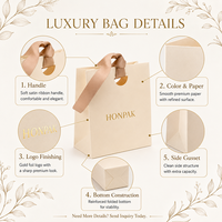 Tas Kado Kertas Mewah Custom dengan Pegangan Die Cut, Logo Dicetak, Kemasan Belanja Butik untuk Perhiasan Kosmetik HONPAK