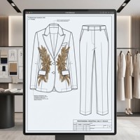 Ensemble tailleur pantalon deux pièces blanc pour femme, élégant et formel pour le bureau, broderie feuille d'or, revers pointu, luxe, affaires, sur mesure Jinyuan