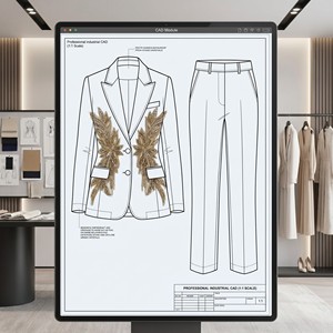 Completo da Donna <span class=keywords><strong>Bianco</strong></span> Due Pezzi con Pantaloni, Elegante per Ufficio, Ricamo Foglia d'Oro, Risvolto a Punta, Lusso Business Personalizzato Jinyuan - Product Image 3