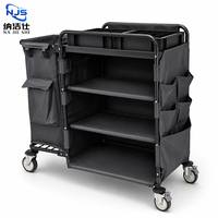 Chariot de ménage de luxe en aluminium léger, chariot de nettoyage pour hôtel, équipement de nettoyage, chariot de service ménager
