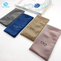 Étuis à lunettes classiques rectangulaires en gros, pochettes en microfibre à fermeture par pression pour le rangement des lunettes