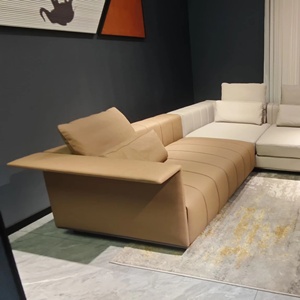Juego de sofá modular Seccional de villa italiana de lujo moderno cuero genuino en forma de L Combinación libre colores personalizables sala de estar - Product Image 2