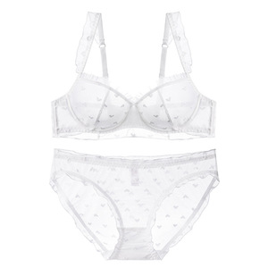 Hot Sexy Lace Two Piece <b>See</b> <b>Through</b> Embroidery Lingerie Mesh Plus Size Push up <b>Bra</b> Brief Sets Underwear - Product Image 2