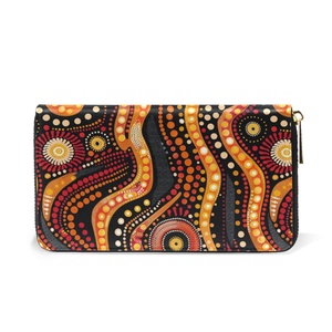 Hot Selling Australian Aboriginal Tribal Long Clutch <b>RFID</b> <b>Blocking</b> Bifold Travel PU <b>Wallets</b> Credit Card Holder with Card Slots - Product Image 2