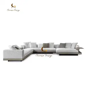 Italian Connery Sofa Design Cotton Linen Corner Sofa Luxury Minimalist Round