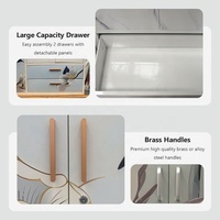 Armoire de chambre à coucher en kit, grande, autoportante, avec éclairage LED, miroir à 2 tiroirs, en acier peint sur mesure, modèle Luoyang 5 portes
