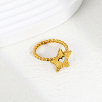 Collection de bagues en acier inoxydable plaqué or 18 carats PVD style Bohème Chic avec perles, géométriques uniques, certifiées, étanches et inaltérables pour femme, idéales pour les soirées