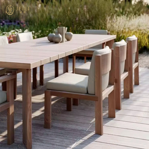 JEILI - Juego de Muebles de Exterior para Restaurante Comercial, Tumbona para Piscina, Mesa y Sillas de Madera de Teca Moderna, Cojín Blanco para Villa Junto a la Piscina - Product Image 3