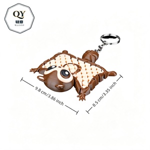Articulated Flying Squirrel Keychain 3D Printed PLA <b>Fidget</b> <b>Toy</b> Flexible Joints <b>Metal</b> Keyring Cute Backpack Charm Sensory - Product Image 4