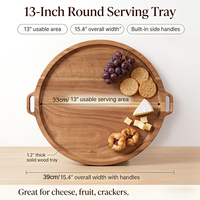 Plateau à fromage et plateau de service en bois avec poignées latérales pour apéritifs, pain, fruits et collations, plateaux de luxe en bois