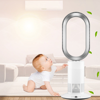 Ventilateur sans pales sur pied en plastique blanc avec télécommande, 10 vitesses de vent, usage domestique, refroidisseur d'air électrique