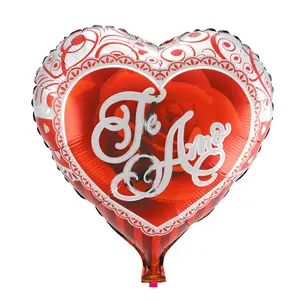 بالونات قلب مطبوعة بالجملة من المصنع بالونات قلب إسبانية "احبك " بالونات عرض الزواج بالونات حمراء للحفلات 18 بوصة