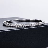 Bracelet Demi-Cercle Entièrement Sertie de Moissanite 3mm en Argent Sterling 925, Mode Minimaliste Luxe Léger Vente en Gros