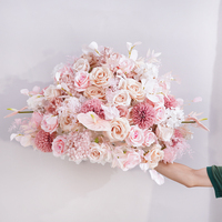 A8847 Boule de fleurs artificielle moderne en soie rose, Hortensia et Rose, pour centre de table de mariage, arrangement floral de banquet, scène d'événement et vitrine