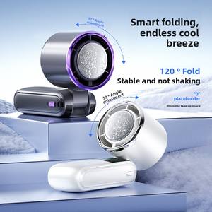 Ventilador de Mano Plegable de Alta Velocidad con Refrigeración por Semiconductor, Motor sin Escobillas, Recargable por USB, Enfriamiento con Hielo, para Colgar en el Cuello - Product Image 3