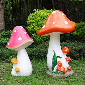 Fungo Decorativo Personalizzato in Fibra di Vetro per Giardino/Decorazione a Forma di Fungo/Scultura Grande di Funghi in Resina per Esposizione in Centri Commerciali - Product Image 1