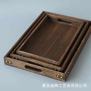 Paulownia Wood <b>Tea</b> <b>Tray</b> Rectangle With Brass Hardware For <b>Tea</b> Serving And Storage - Product Image 3