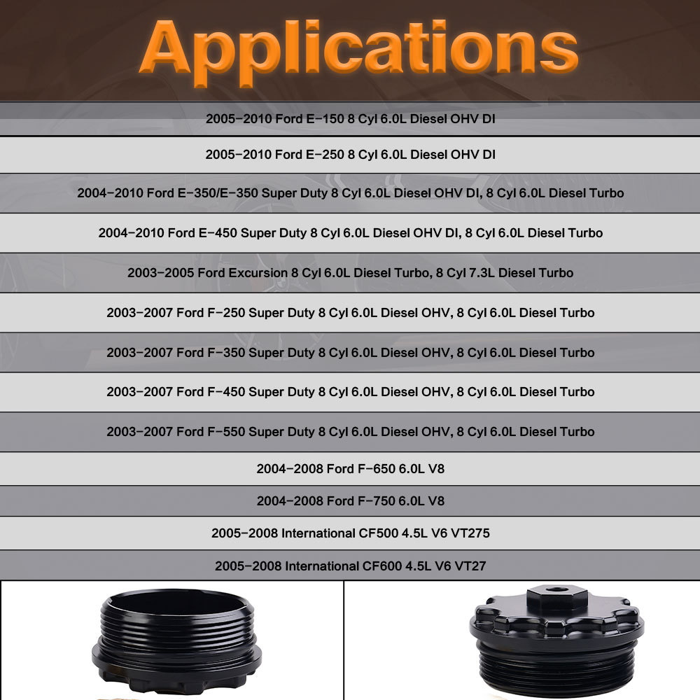 Partsflow Fuel Filter Cap Cover For Ford 6.0L Powerstroke - Fits F250 F350 F450 F550 & Excursion (2003-2010) - Direct Replacement 3C3Z9G270AA