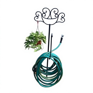 Support de tuyau d'arrosage autoportant réglable en métal zingué, avec fixation de 9 pouces, cadre de rangement robuste, support de tuyau design tendance - Product Image 1