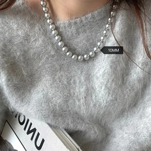 Collar de perlas de plata y gris para mujer, joyería vintage delicada de lujo, collar <span class=keywords><strong>Netflix</strong></span>, collar de clavícula con cuentas - Product Image 2