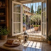 Ventana de Aluminio Estilo Francés con Revestimiento en Polvo, Doble Acristalamiento, Rejilla Decorativa, Color Personalizado, Diseño Colonial