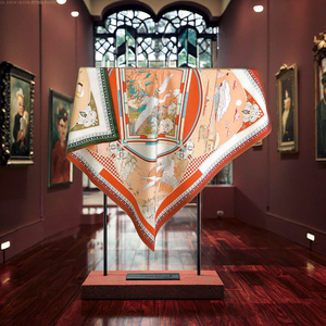 シルクスカーフカスタム高級サテン2面ピュアデジタル印刷スクエア女性シルクスカーフ - Product Image 3