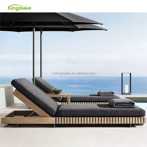 Outdoor Chaise Lounge Stoel Aluminium Dubbele Zonnebank Waterdicht Zwembad Strand Hotel Ligstoel