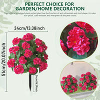 Geranium artificiel de 51 cm, couleur personnalisée, avec base à piquet détachable, résistant aux UV, en soie, pour aménagement au sol