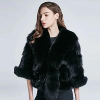 Manteau décontracté en fourrure de renard pour femme, automne-hiver, col en véritable fourrure de queue de renard, design tendance, chaud, style bureau pour femme