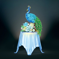 Blocchi da Costruzione a Forma di Pavone, Blocchi Artistici Simulati con Fiori, Giocattolo Decorativo Pavone Blu, Vendita all'Ingrosso OEM