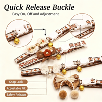 Collier pour chat couleur café avec nœud en dentelle, pendentif perlé et clochette, boucle de sécurité anti-étranglement pour animaux de compagnie