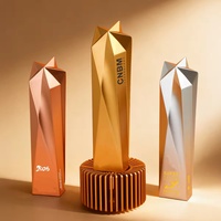 Trofeo de Resina Creativo con Grabado 3D Personalizado, Trofeo de Resina con Pentagrama Irregular para Empleados Destacados en Reuniones Anuales