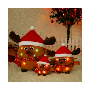 Jouet de Noël musical en <span class=keywords><strong>peluche</strong></span> LED Adorable <span class=keywords><strong>peluche</strong></span> Père Noël Renne lumineux Animal en <span class=keywords><strong>peluche</strong></span> jouet - Product Image 1