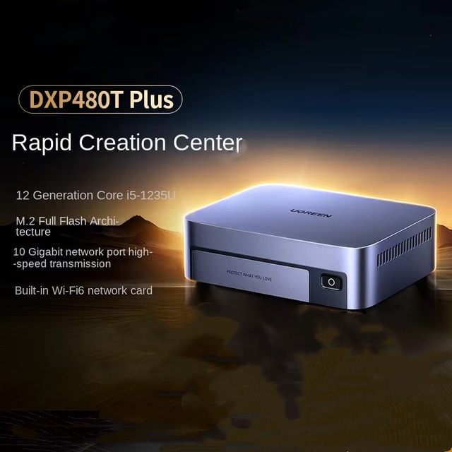 Ugeen Private Cloud DXP480T Plus Full Flash M.2 Four-Disk NAS Storage Server with AI Backup 10 Gigabit Port & Mobile Sync