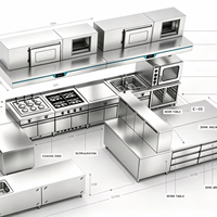 Solution de conception complète d'équipements de cuisine commerciale 3D pour projets de restauration