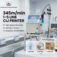 Imprimante jet d'encre continu haute vitesse 345 m/min, 1 à 5 lignes, matrice 32 points, machine de codage CIJ industrielle pour le fond de bouteille