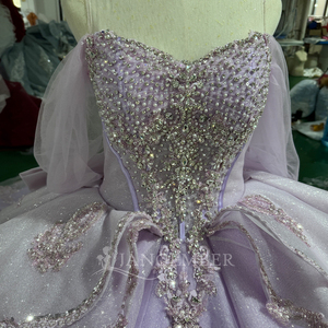 Vestido de Quinceañera Xss36 Vintage Lavanda Brillante, Largo hasta el Suelo, con Lentejuelas, Cuentas y Apliques de Encaje en los Hombros, para Fiesta de Noche o Gala - Product Image 5
