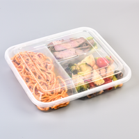Boîte à lunch bento en PP de qualité alimentaire, micro-ondable, 3 compartiments, rectangulaire, en plastique, pour plats à emporter, repas rapides