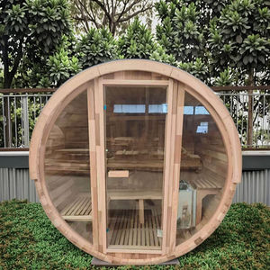 Sauna tonneau extérieur pour 4 personnes de bonne qualité à installation facile avec bardeaux d'asphalte - Product Image 1