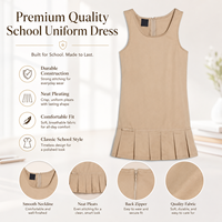 Uniforme Escolar Personalizado con Logotipo, Vestido Escolar Color Caqui sin Mangas con Pliegues para Niñas, Jumper Infantil, Uniformes Escolares, Ropa de Trabajo