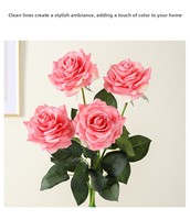 Rose artificielle à tige unique, style nordique, toucher velours, faite à la main, pour décoration intérieure et centres de table de mariage