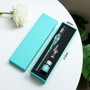 Stylo à trempette en verre fantaisie de style ancien stylo Signature soufflé à l'encre liquide pour l'écriture emballé dans une boîte cadeau - Product Image 2