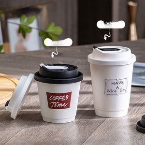 Lot d'essai en gros de gobelets à café en papier épais double couche, jetables, isolés pour boissons chaudes, avec autocollants personnalisés - Product Image 4