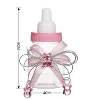 HLC Boîte à bonbons en forme de biberon avec nœud d'ours, décoration de table élégante, cadeau souvenir et souvenir de fête pour baby shower, baptême, fête de bienvenue du nouveau-né
