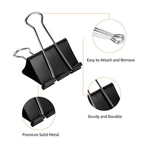 Clips de reliure, pinces à papier, tailles assorties personnalisées, noir, moyen, petit, mini clips de reliure - Product Image 2