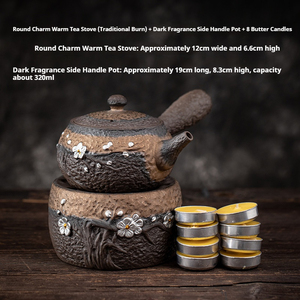 Tetera de Cerámica Hecha a Mano con Esmalte de Hierro y Decoración de Arcilla Antigua, con Estufa de Alcohol para Calentar Té, Juego de Té Kung Fu, Portátil, Ideal para Viajes, Regalo - Product Image 4