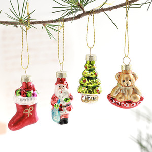Decorazioni Natalizie in Vetro Dipinte a Mano, Ornamenti Pendenti Colorati per Creare Atmosfera - Product Image 1
